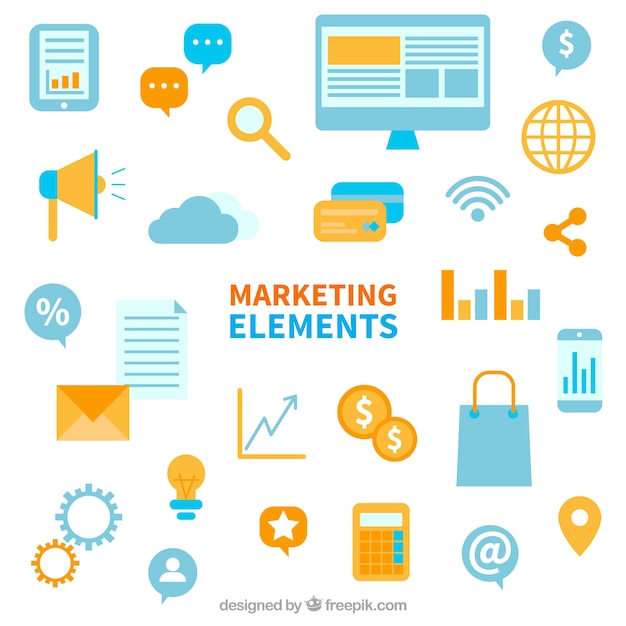 Fondo de elementos de marketing en estilo plano 