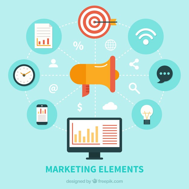 Fondo de elementos de marketing en estilo plano
