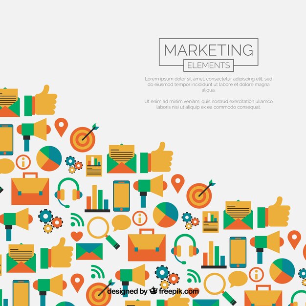Fondo de elementos de marketing en estilo plano