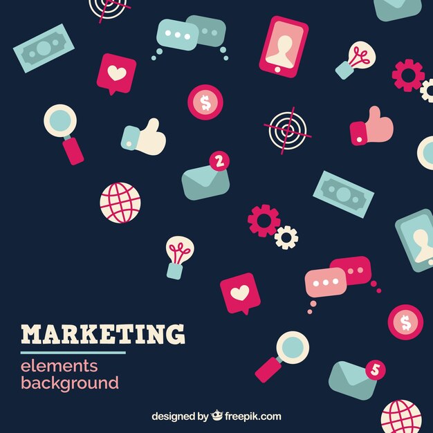 Fondo de elementos de marketing en estilo plano