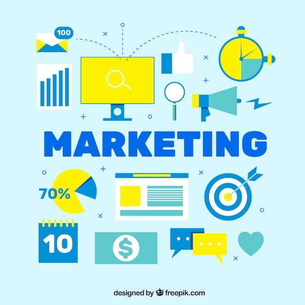 Fondo de elementos de marketing en estilo plano