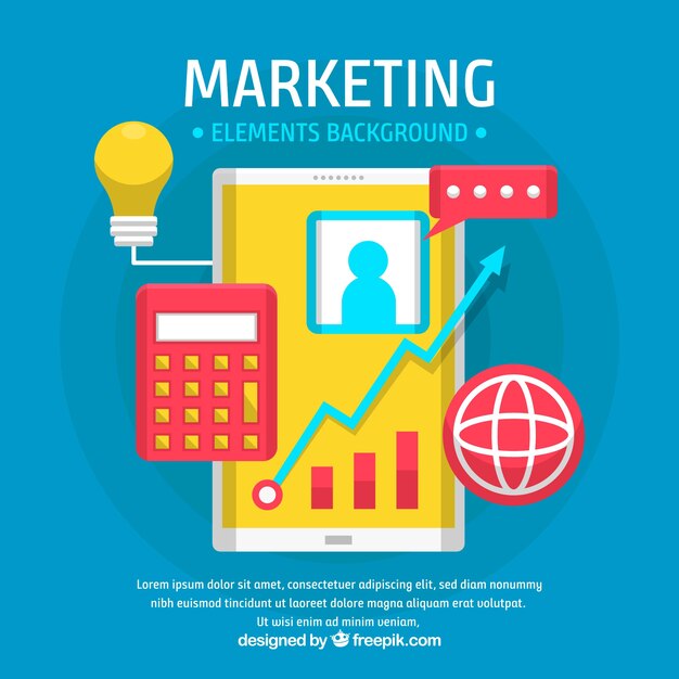 Fondo de elementos de marketing en estilo plano
