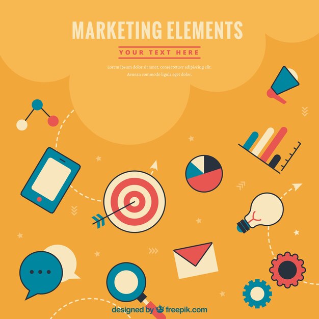 Fondo de elementos de marketing en estilo plano