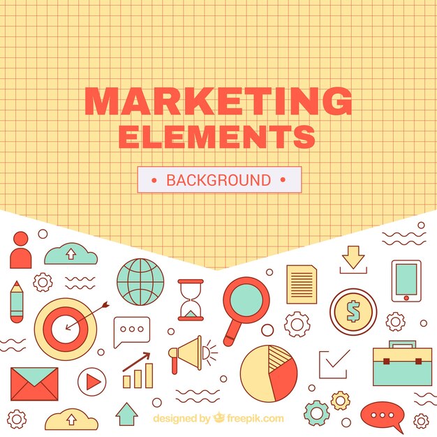 Fondo de elementos de marketing en estilo plano