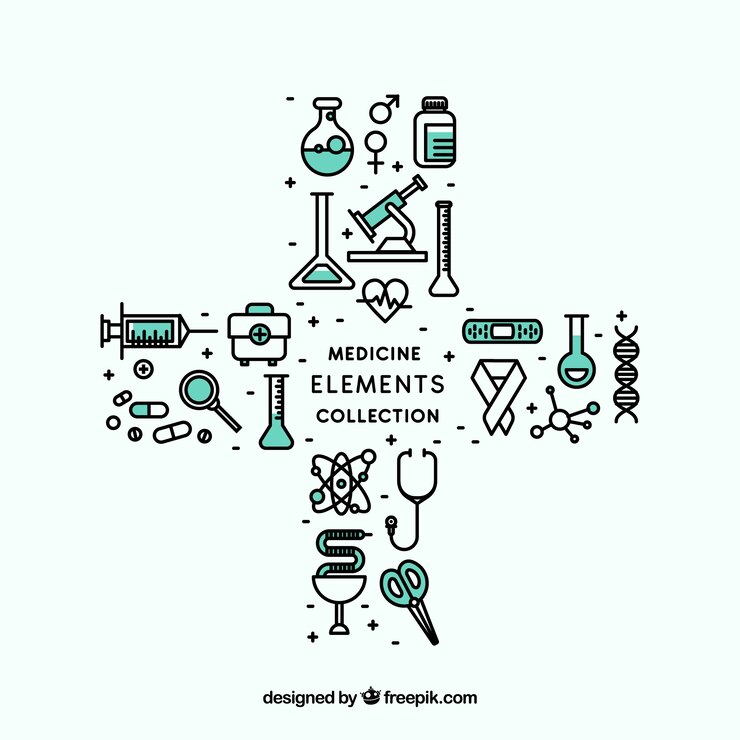 Vector gratuito fondo de elementos de medicina