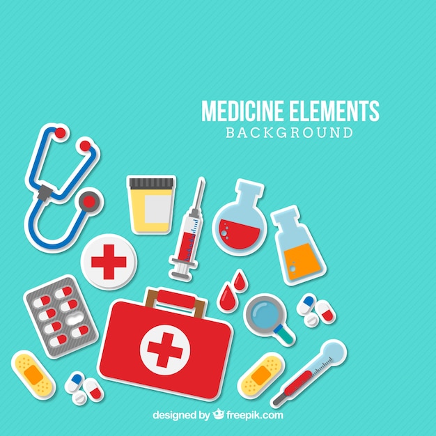 Fondo de elementos de medicine en estilo plano