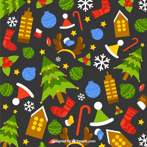 Fondo de elementos navideños en dise 