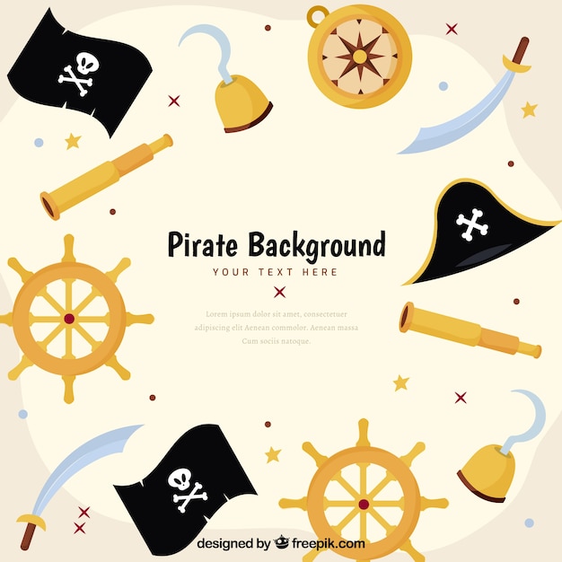 Vector gratuito fondo con elementos piratas