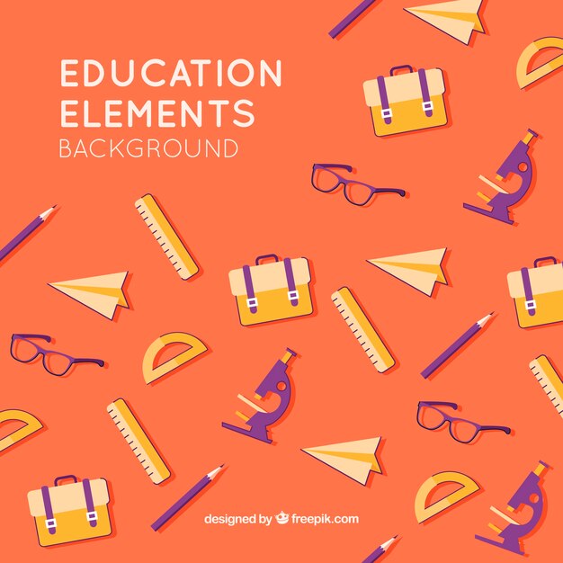Fondo de elementos planos de educación