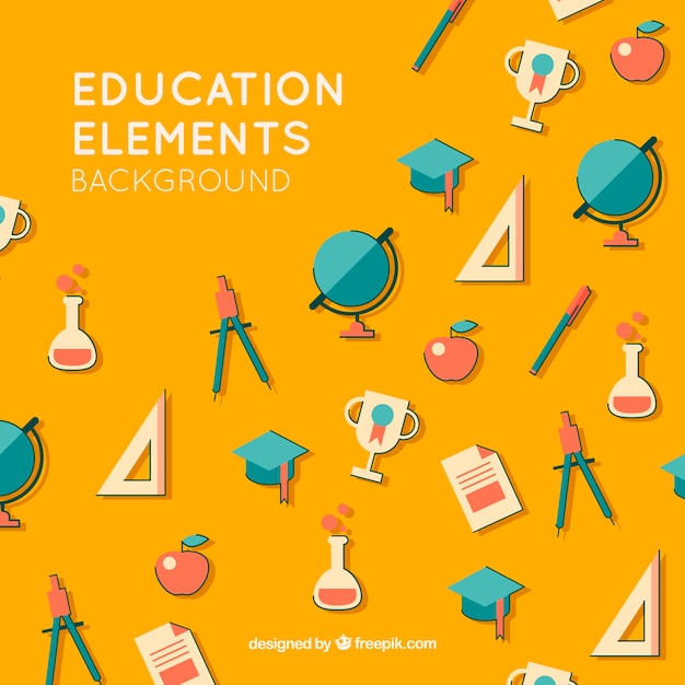 Fondo de elementos planos de educación