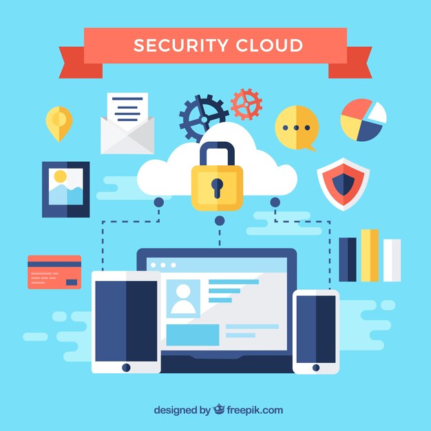 Fondo de elementos de seguridad en internet 