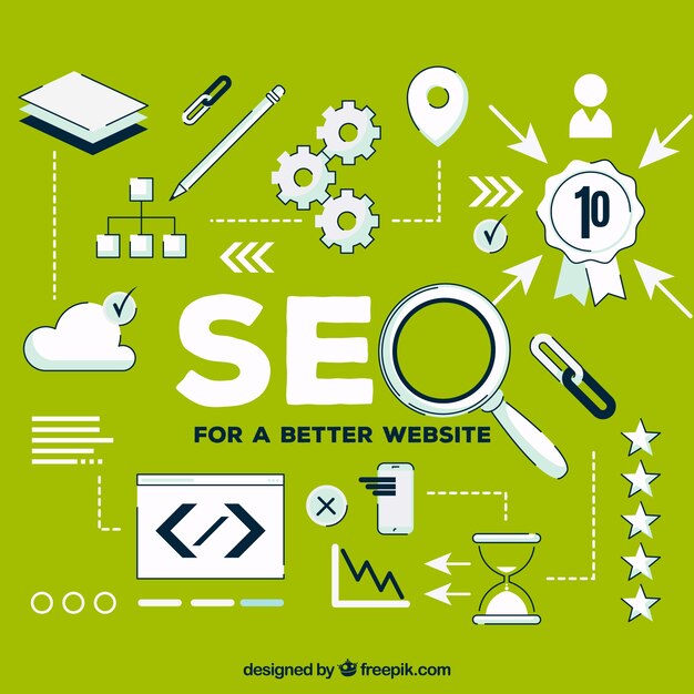 Fondo de elementos de seo en estilo plano