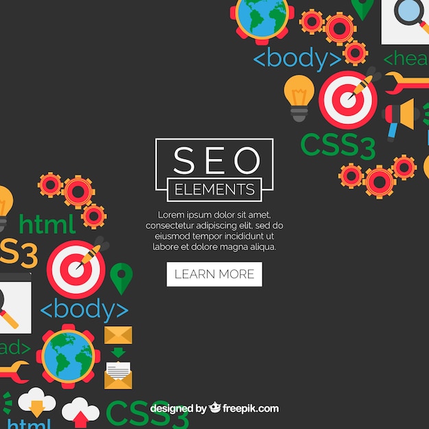 Fondo de elementos Seo en estilo plano