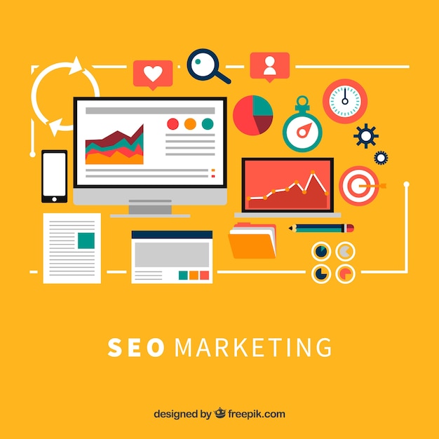 Fondo de elementos Seo en estilo plano