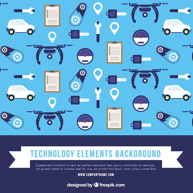 Fondo de elementos de tecnología en estilo plano