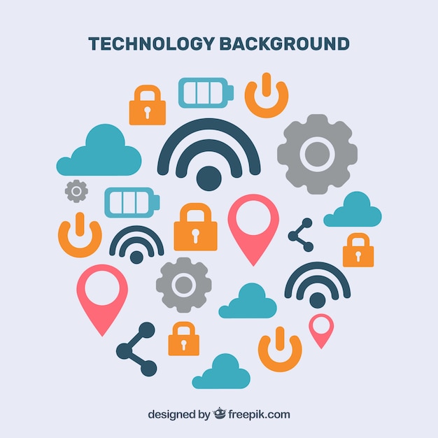 Vector gratuito fondo de elementos de tecnología en estilo plano