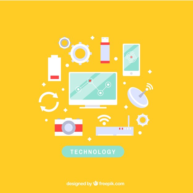 Fondo de elementos de tecnología en estilo plano