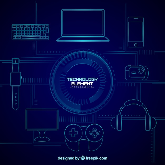 Fondo de elementos de tecnología en estilo plano