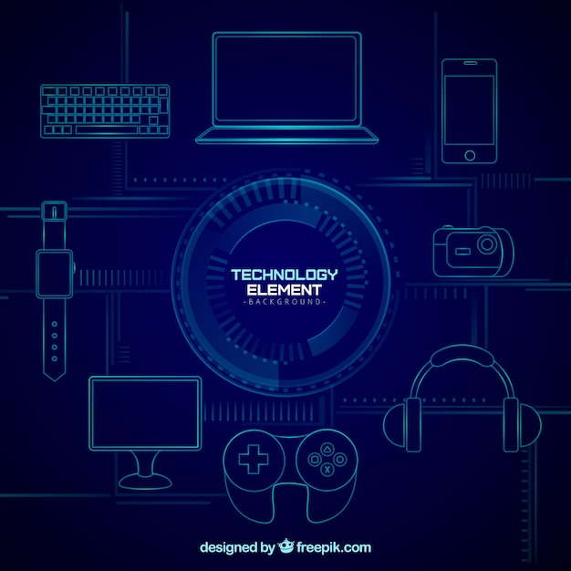 Vector gratuito fondo de elementos de tecnología en estilo plano