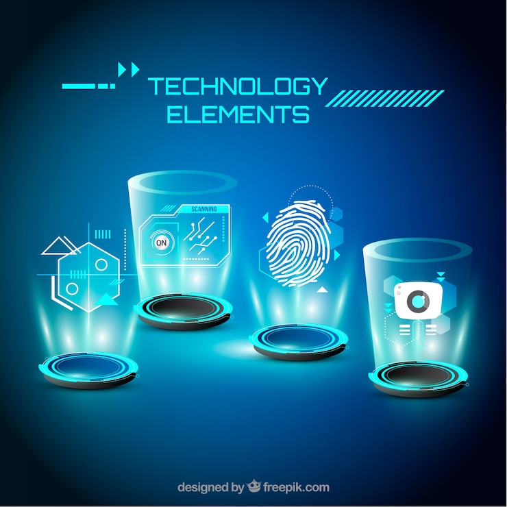 Vector gratuito fondo de elementos de tecnología en estilo realista