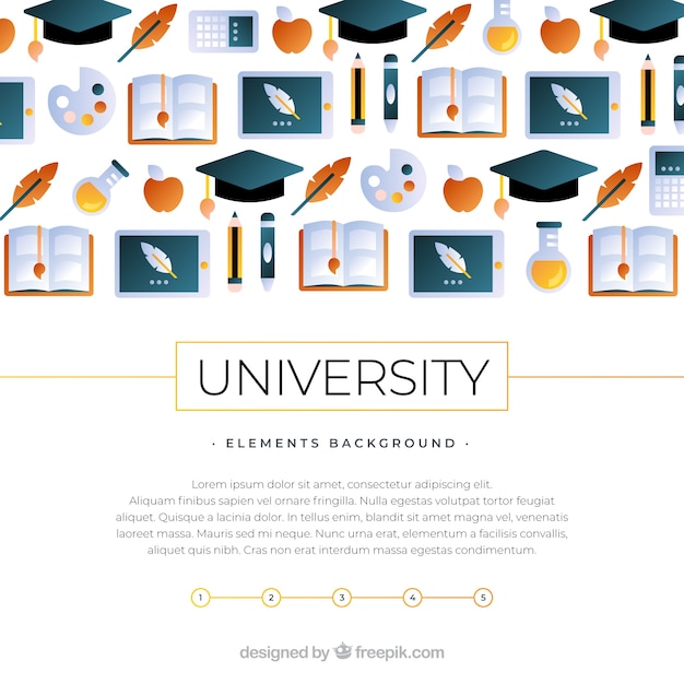 Vector gratuito fondo de elementos de universidad en estilo plano