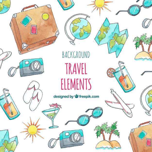 Fondo de elementos de viaje de verano