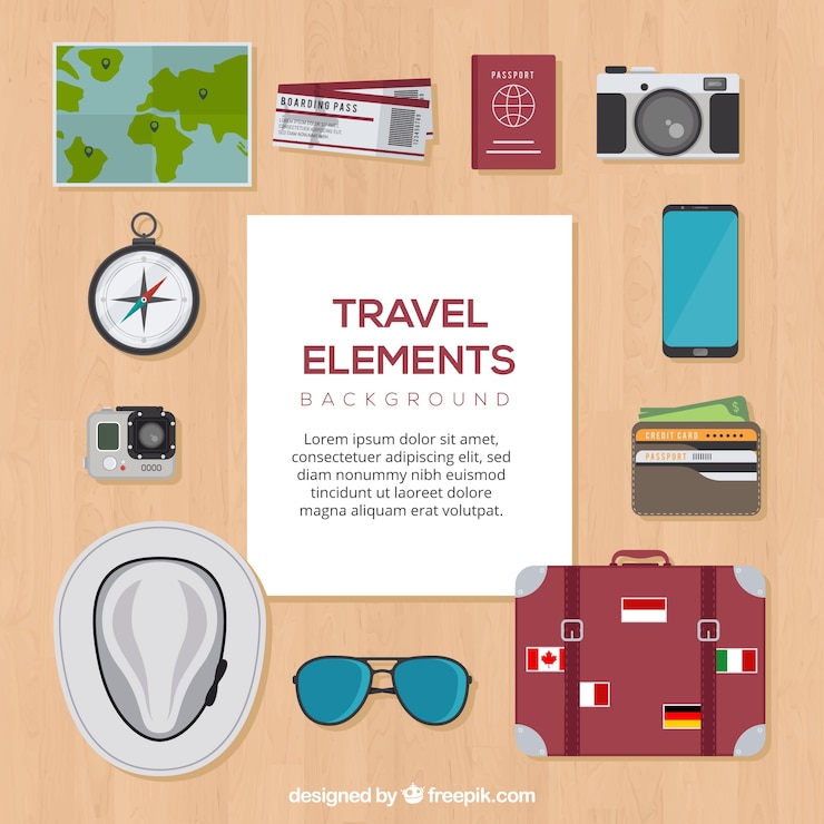 Vector gratuito fondo de elementos de viaje