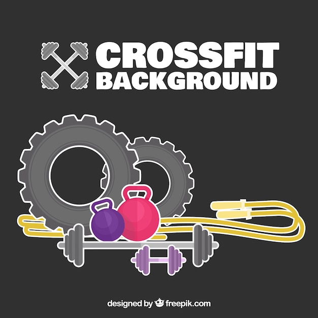 Vector gratuito fondo con equipamiento de crossfit