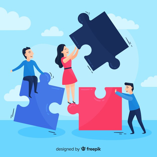 Fondo equipo conectando piezas de puzzle