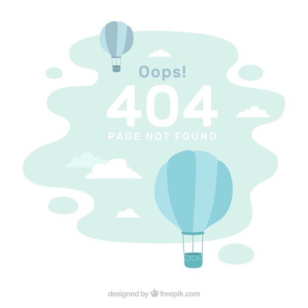 Fondo de error 404 con globos en estilo plano