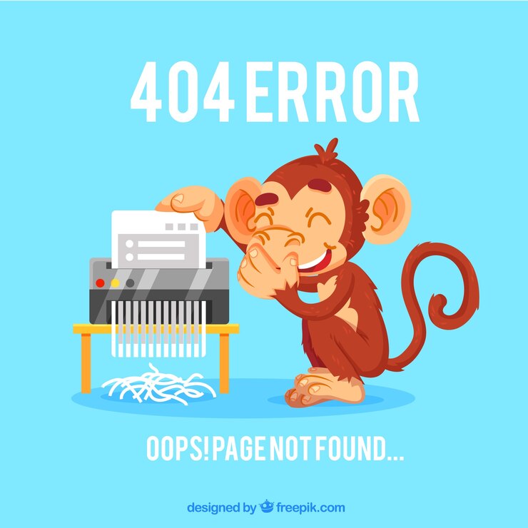 Vector gratuito fondo de error 404 con un mono