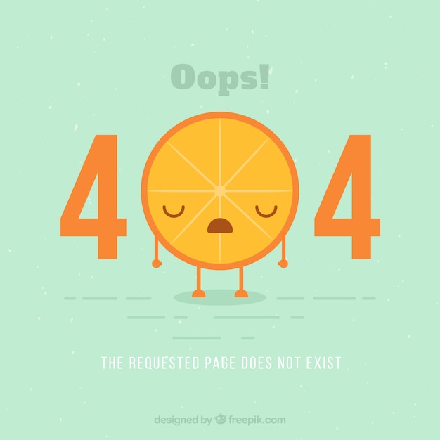 Fondo de error 404 con pieza de naranja en estilo plano