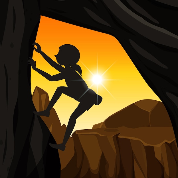 Fondo de escalada en roca de silueta