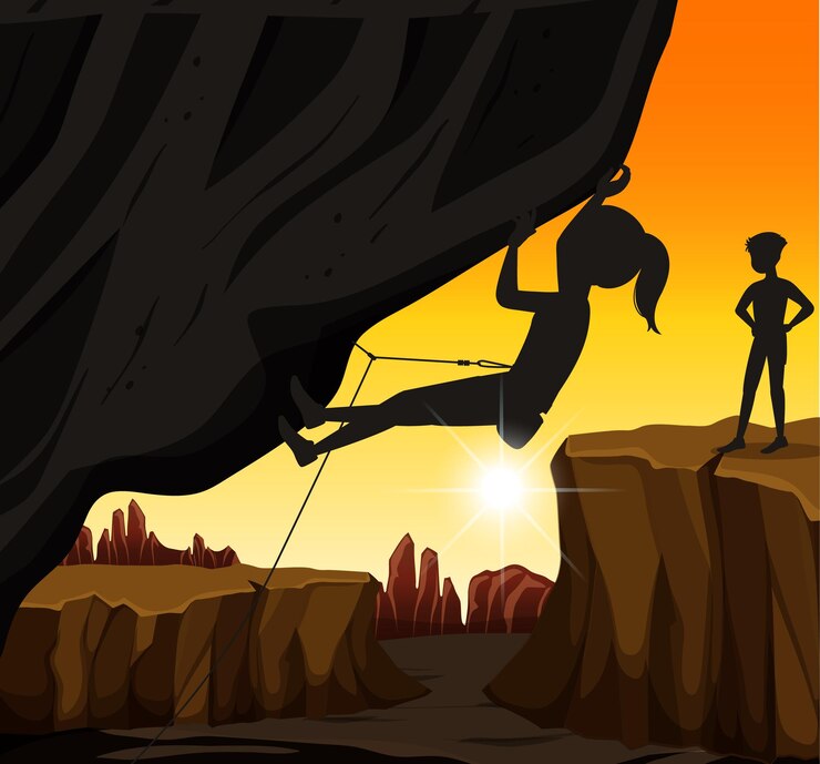 Vector gratuito fondo de escalada en roca de silueta