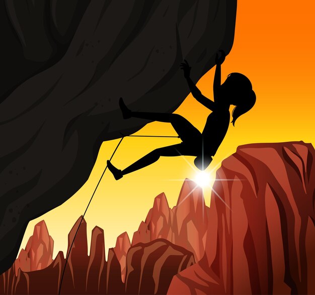 Fondo de escalada en roca de silueta