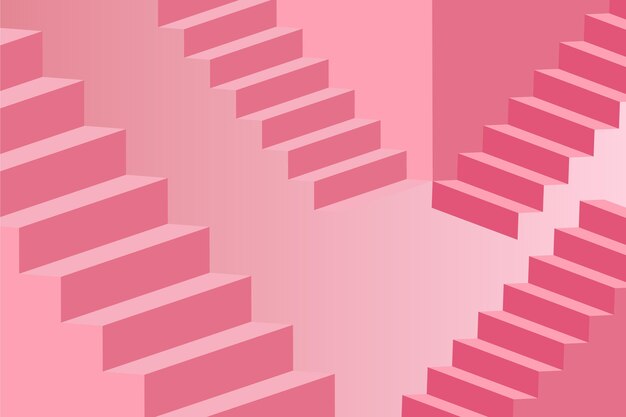 Fondo de escaleras 3d rosa degradado