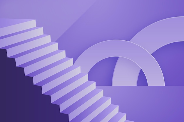 El fondo de las escaleras en gradiente 3D