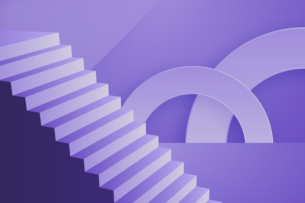 El fondo de las escaleras en gradiente 3D