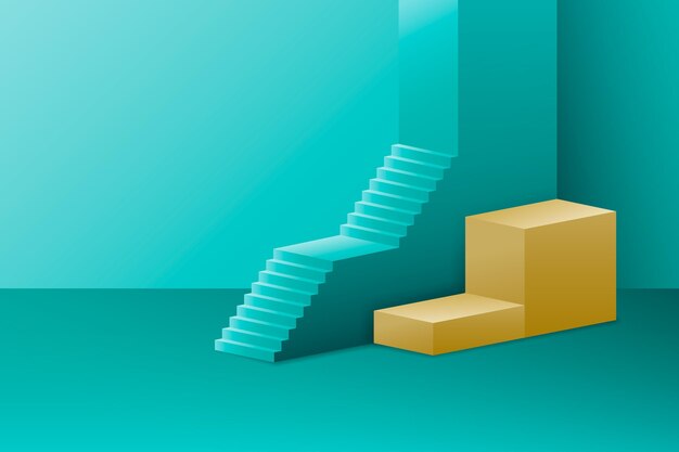 El fondo de las escaleras en gradiente 3D