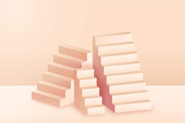 El fondo de las escaleras en gradiente 3D