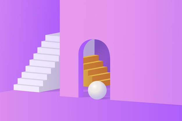 El fondo de las escaleras en gradiente 3D