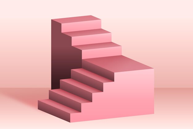 El fondo de las escaleras en gradiente 3D