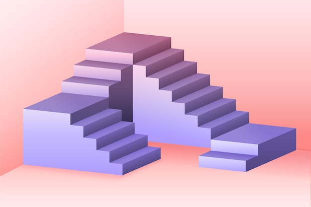 El fondo de las escaleras en gradiente 3D