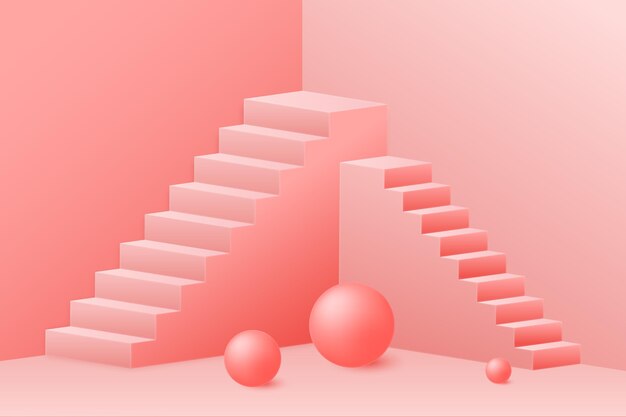 El fondo de las escaleras en gradiente 3D