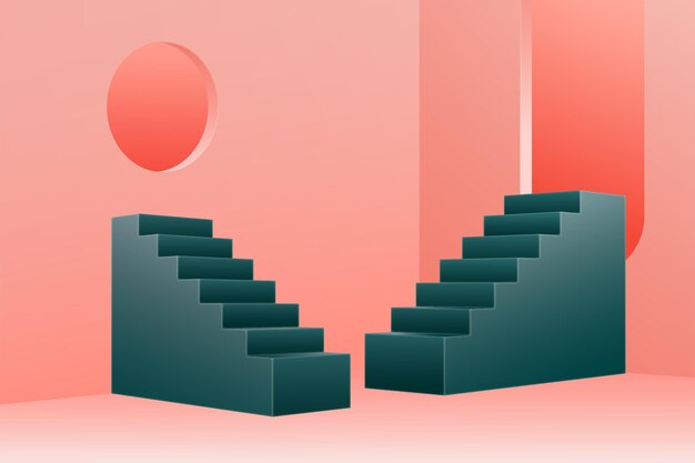 El fondo de las escaleras en gradiente 3D