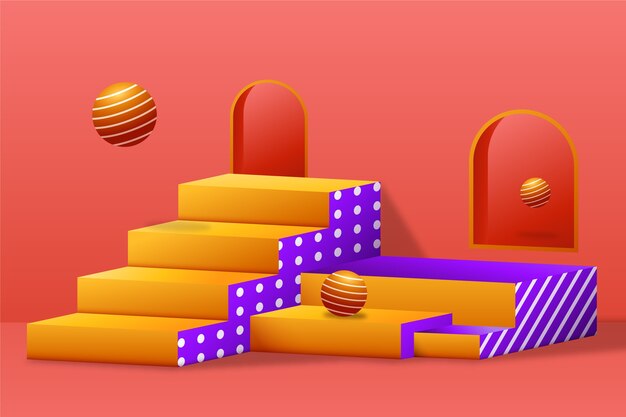 El fondo de las escaleras en gradiente 3D
