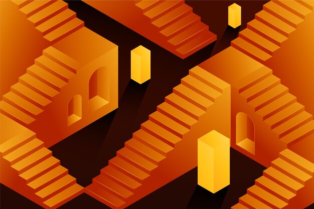 El fondo de las escaleras en gradiente 3D