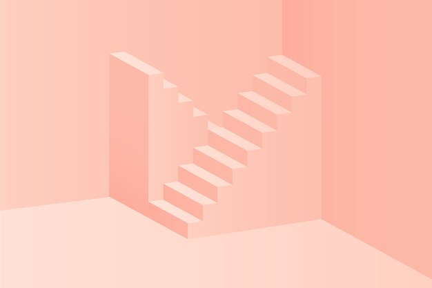 El fondo de las escaleras en gradiente 3D
