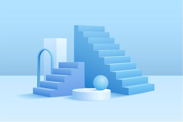 El fondo de las escaleras en gradiente 3D