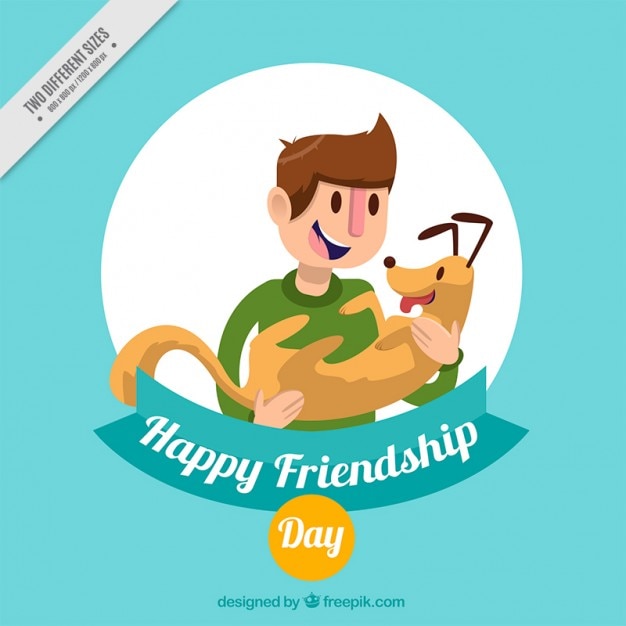 Vector gratuito fondo de escena adorable de chico con su bonito perro